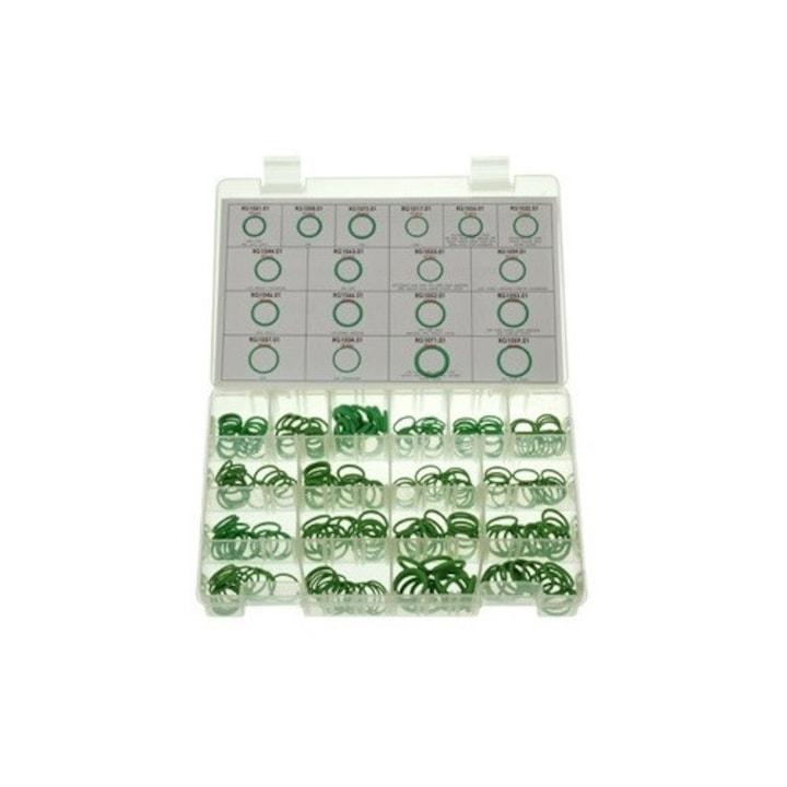Set 240 o-ring pentru instalatie aer conditionat ERRECOM, 10 bucati/dimensiune, cauciuc, cutie depozitare