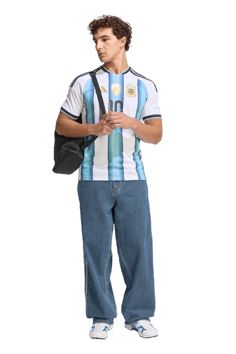 adidas Performance, Футболна тениска Argentina Messi, Бял/Черен/Светлосин