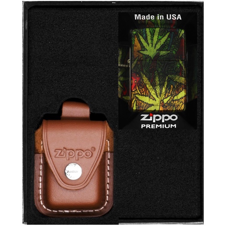 Set bricheta si etui din piele, Zippo, Model 4, Multicolor
