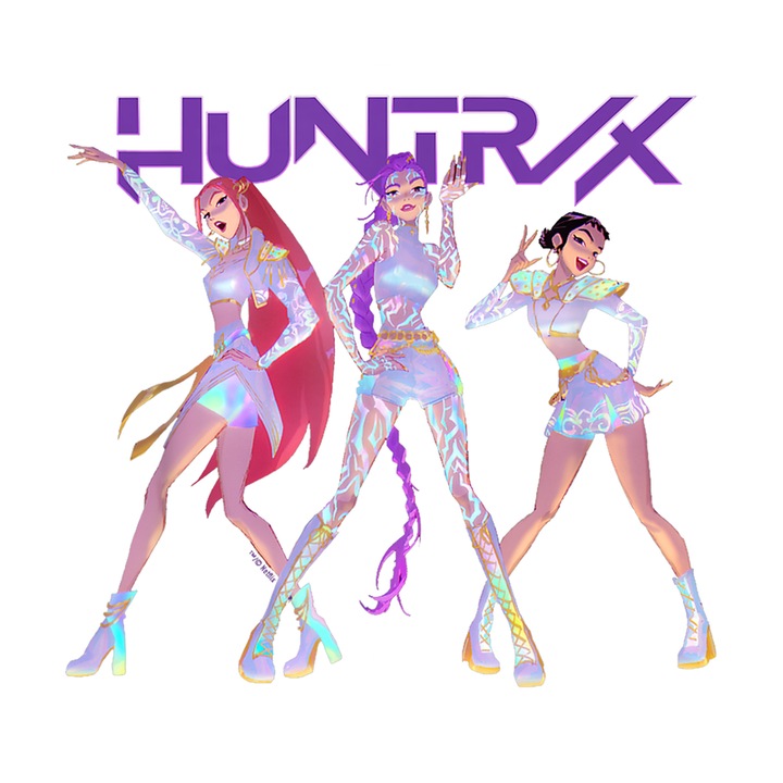 Sticker Huntrix K-Pop Hunters Demon Eroine Huntrix In Miscari Dinamice, Autoadeziv, Craciun, Cri-Flo, dimensiune 25 cm