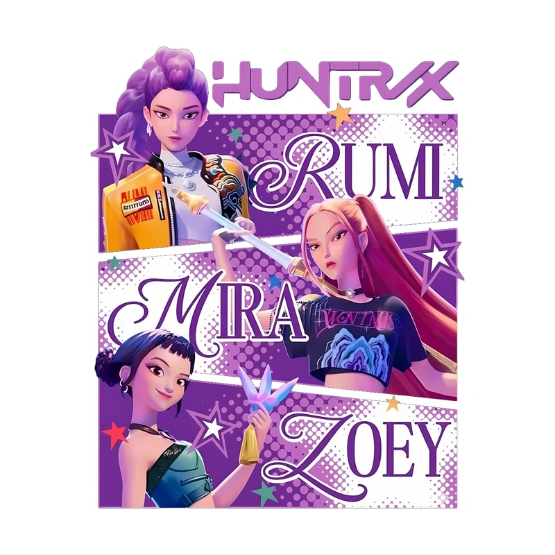Sticker K-Pop Hunters Demon Huntrix Poster Cu Nume Rumi Mira Zoey