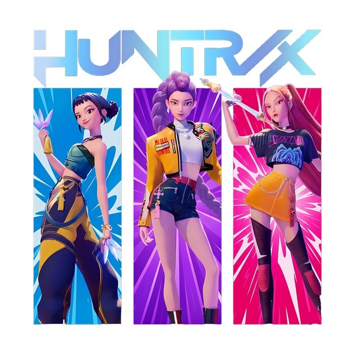 Sticker K-Pop Hunters Demon Huntrix Poster Grup Cu Rumi Mira Zoey, Autoadeziv, Craciun, Cri-Flo, dimensiune 15 cm