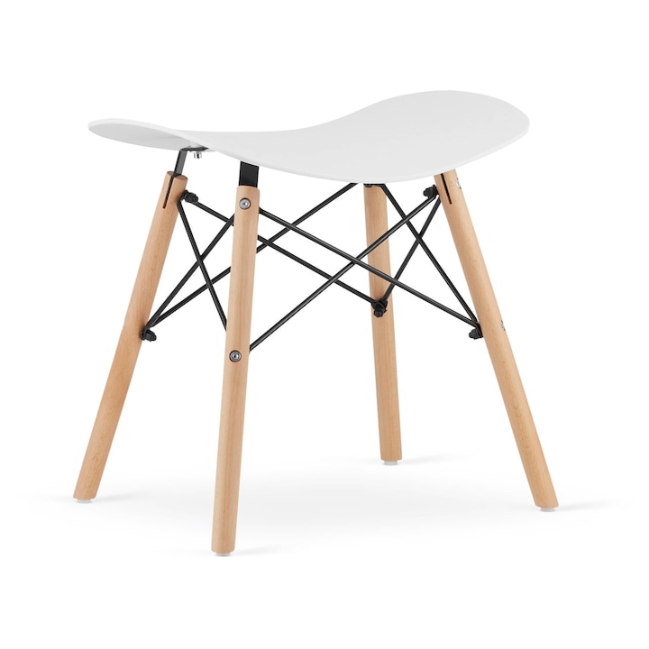 Табуретка, LEOBERT, бяла, 46,5x36x47,5см, лесен монтаж