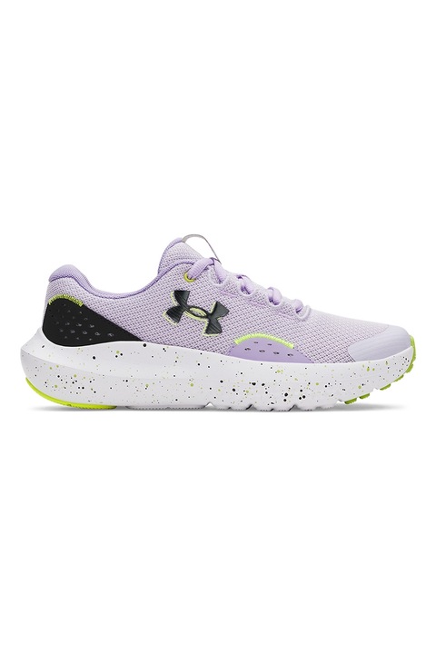 Under Armour, Pantofi Surge 4 pentru alergare, Negru/Lila/Verde lime