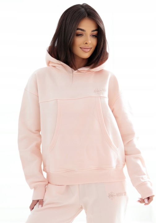 Hanorac dama Natural Side, cu gluga, bumbac/poliester, crem, XL/2XL