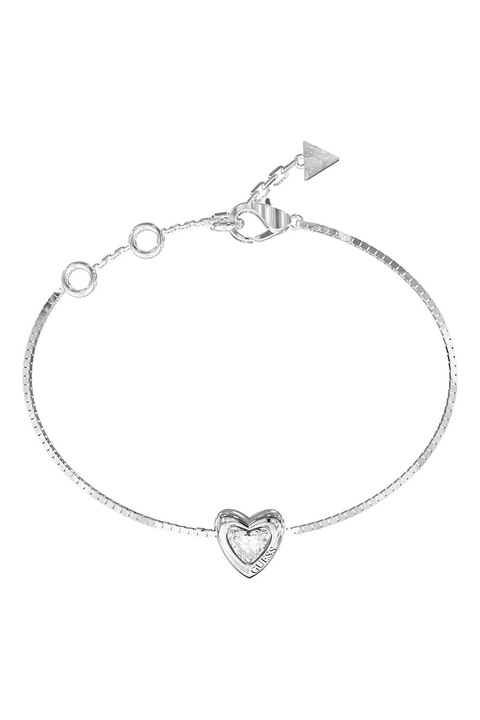 GUESS, Bratara de otel inoxidabil cu cristal, Argintiu, 14.6 CM