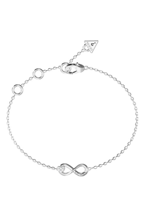 GUESS, Bratara de otel inoxidabil cu talisman cu infinit, Argintiu