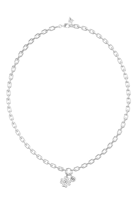 GUESS, Колие от неръждаема стомана с кристали, Сребрист