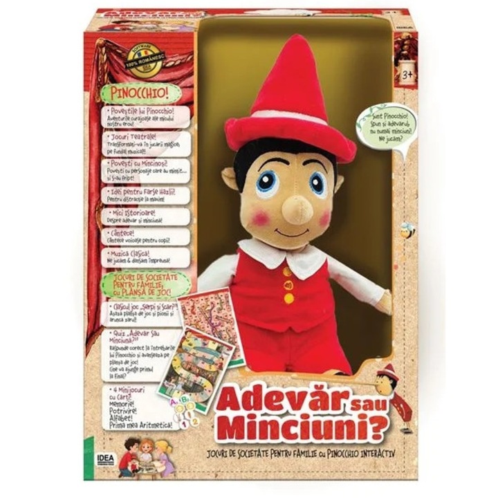 Joc de societate Idea Pinochio, electronic, educativ, tip quiz "Adevar Sau Minciuna?", 28.5x14x38cm