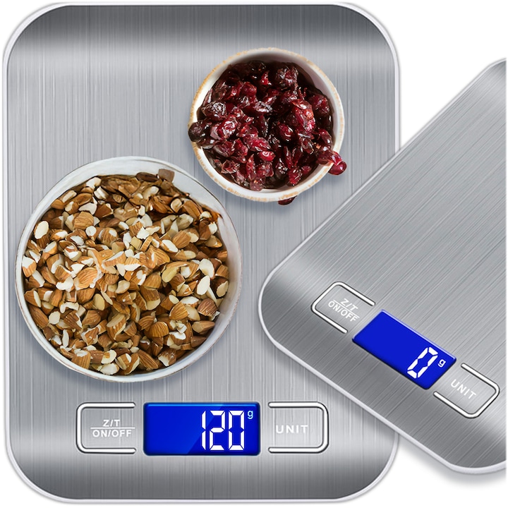 KRUMAD Дигитална кухненска везна – неръждаема стомана, 1g–5kg, LCD дисплей, функция ТАРА