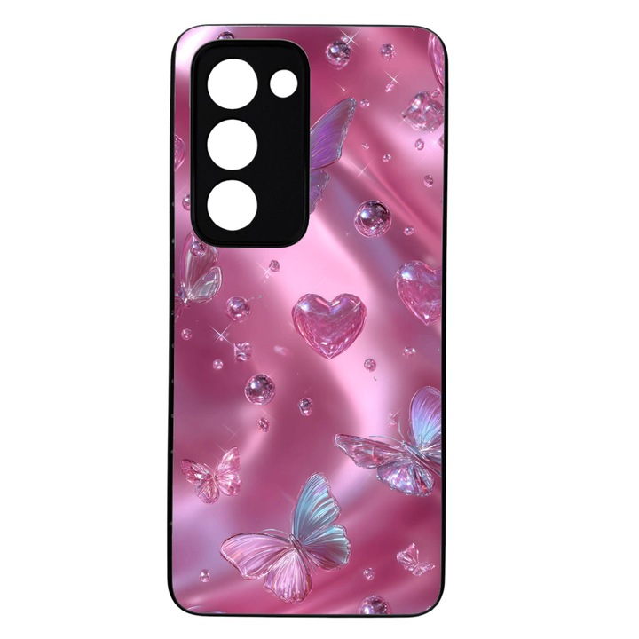 Husa Premium Soft compatibila cu Oppo A5 4G/5G, Pink Butterfly Style