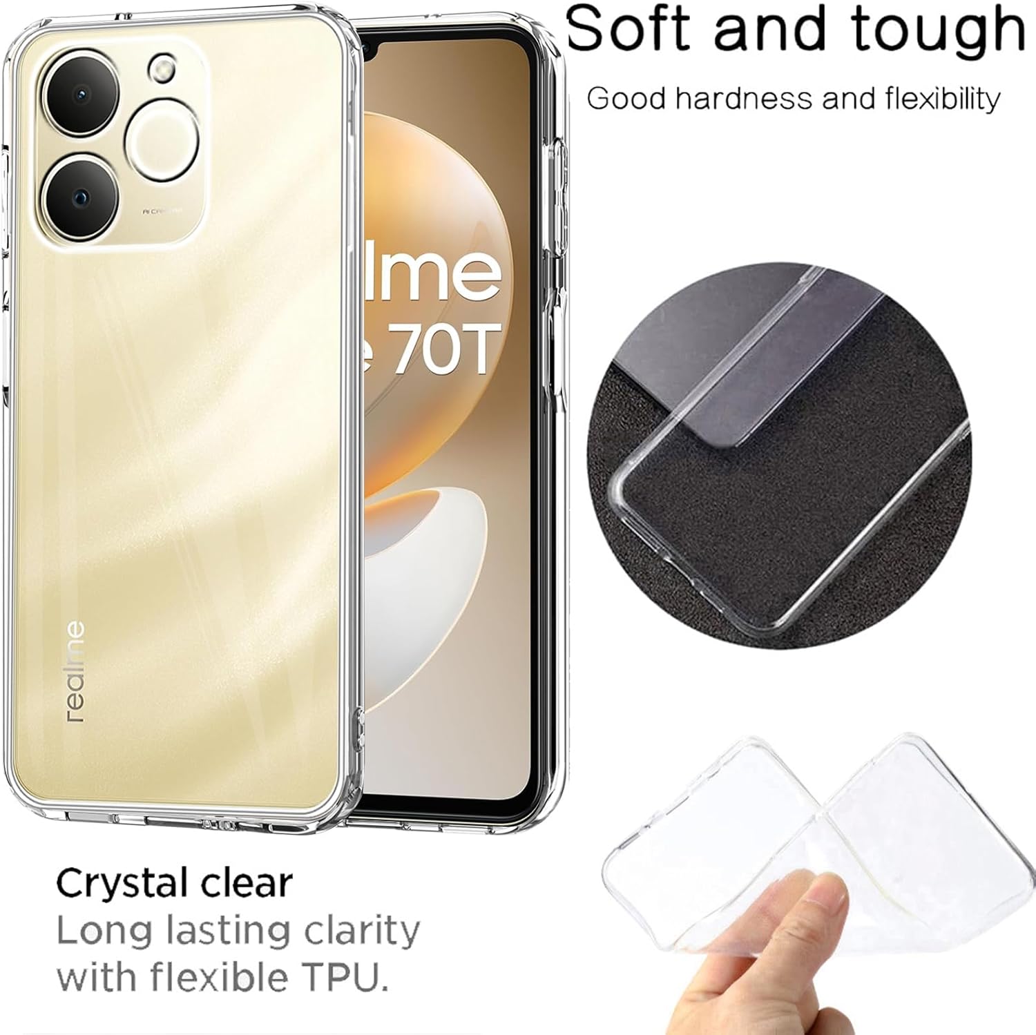 Husa pentru Realme Note 70T, Anti-Shock 1.5mm, cu protectie lentile, transparenta