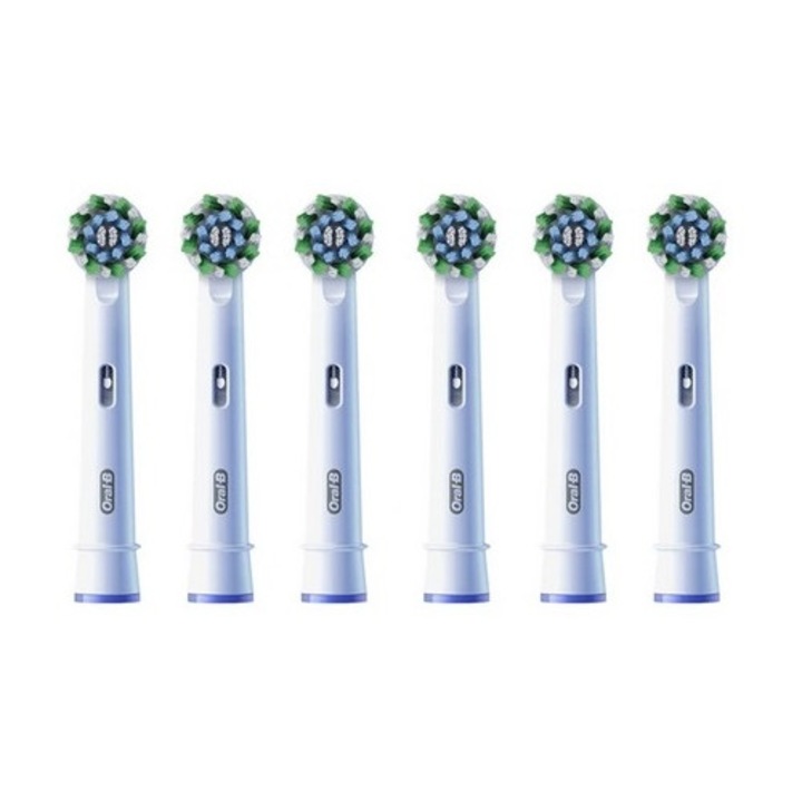 Set 6 capete de schimb Oral-B Pro Cross Action, alb, pentru periute electrice