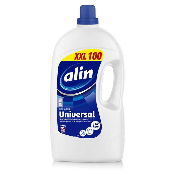 Univerzális folyékony mosószer, ALIN, 5L, 100 mosás, minden típusú szövethez, hatékony foltok ellen