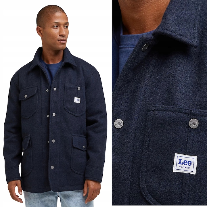 Geaca barbati, Lee, WORKWEAR, fermoar, albastru, bumbac, XL