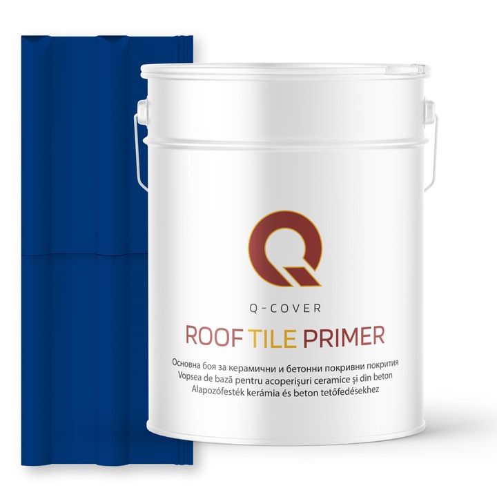 Vopsea de baza pentru acoperisuri ceramice si din beton, Q-COVER, Albastru ultramarin RAL5002, 10L, aderenta ridicata, intareste suprafata si asigura protectie avansata, vopsea elastica pentru tigla si beton, rezistenta la intemperii si uzura
