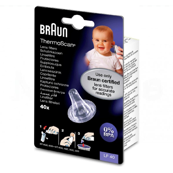 Capace pentru lentile Braun Thermoscan LF40, set de 40 buc, transparent