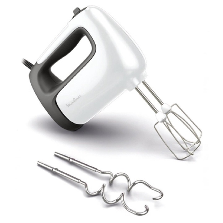 Ръчен миксер Moulinex Prep'Mix+ HM462110, 500W, 5 скорости, комплект с бъркалки и куки, инокс