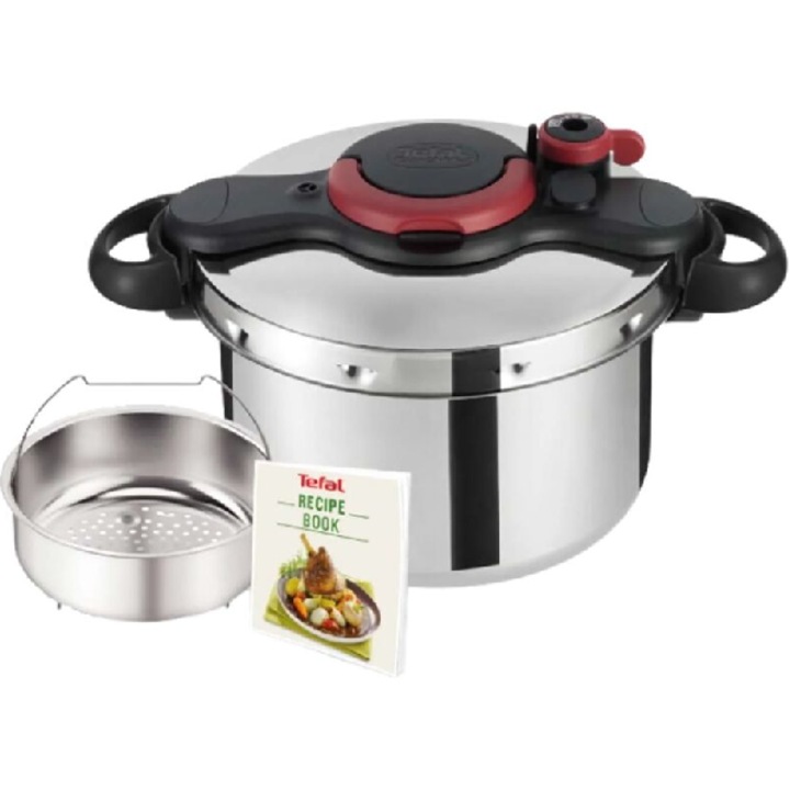 Oală sub presiune Tefal Clipso Easy, 7.5l, oțel inoxidabil, sistem de închidere cu un clic