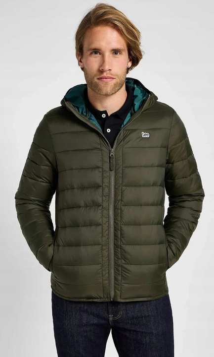 Geaca barbati, Lee, LIGHT PUFFER JACKET, mulata, verde, bumbac
