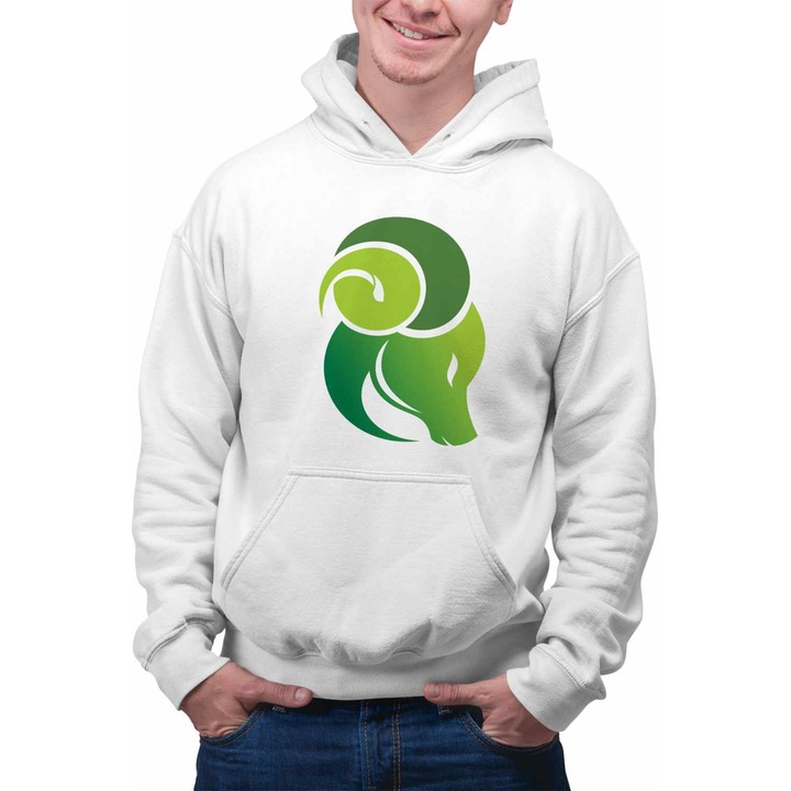 Hanorac Barbati Capricorn Horoscop Zodie Astrologie CoolTrend, alb, marime 3XL