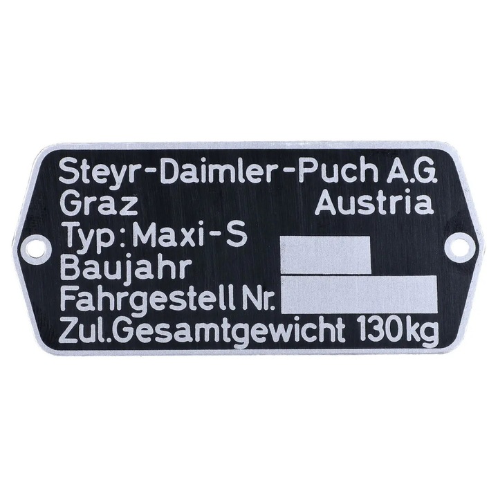 Váz adattábla méretek 74 x 35mm Puch Maxi S mopedhez MG00083276