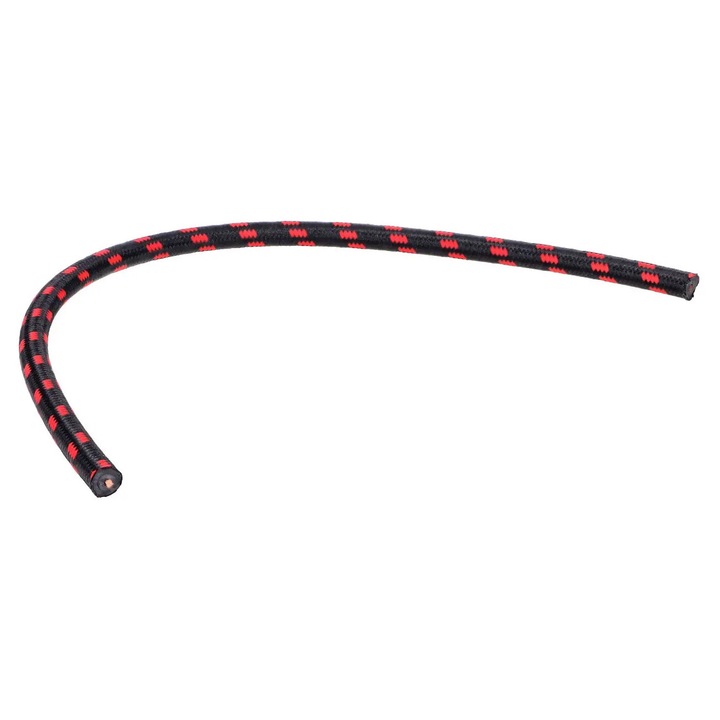 Gyújtókábel textilbevonattal Goebel 30 cm hosszú, 7 mm átmérőjű, fekete-piros színű mopedezhez, robogóhoz, mokickhoz, Zündapp, Kreidler, Hercules, Puch, Miele, DKW, Rixe, Göricke, Göbel, Sachs, NSU, Victoria márkákhoz MG00041467