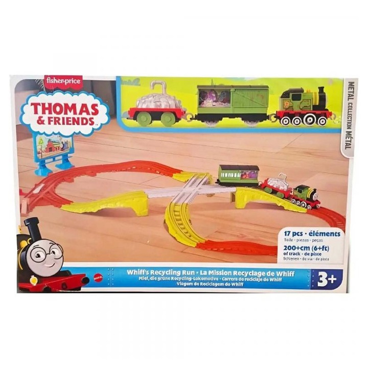 Fisher Price Thomas Friends vonatkészlet, sínpálya a újrahasznosító központba