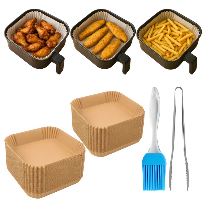 Set, inserturi de hartie / forme pentru Air Fryer 200 buc + ustensile