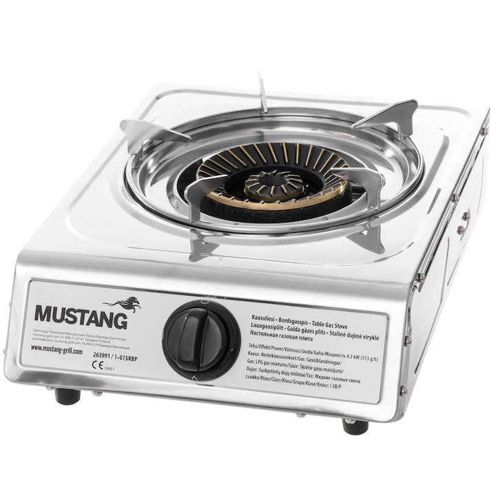 Aragaz Mustang, 2 arzătoare, putere 4, 3 kW, inox, 29x37x11cm