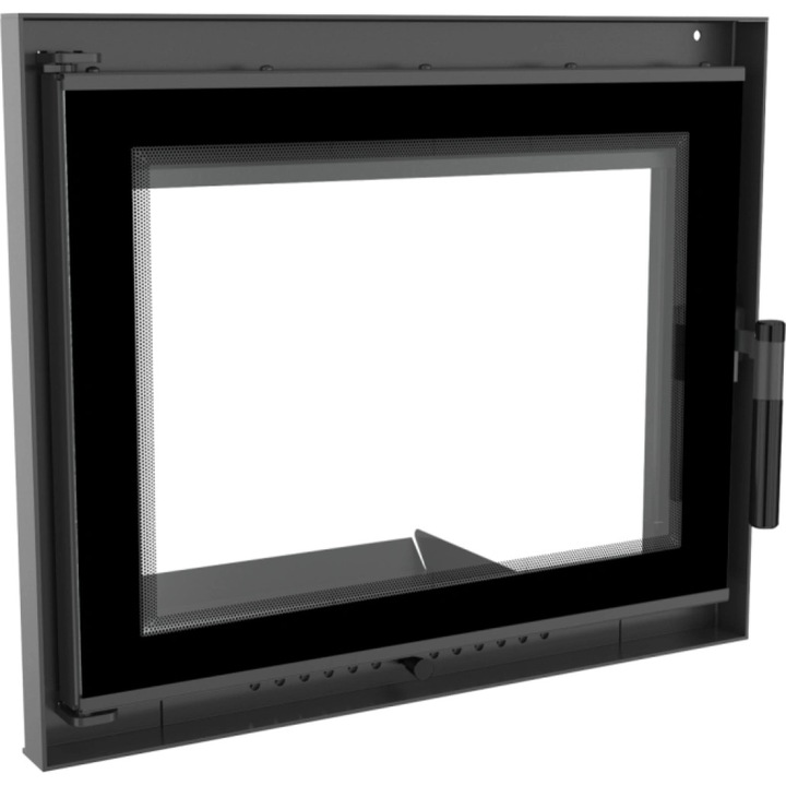 Usa semineu Kratki, otel, geam ceramica termorezistenta, 700°C, design modern