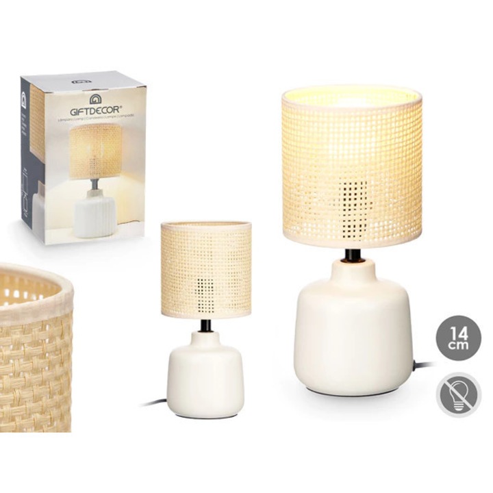 Lampa decorativa de masa Giftdecor, 60W, 30 cm, 220-240V, IP20, design Modern, culoare Alb-Galben