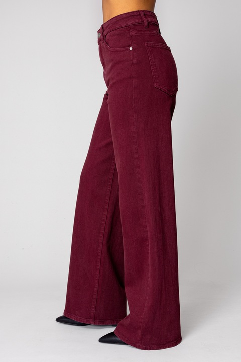 Blugi elastici largi din denim Burgundy 18610, Visiniu