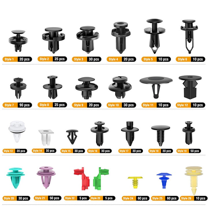 Set 971 clipsuri universale, plastic, 935 piese, 26 dimensiuni, 10 ...
