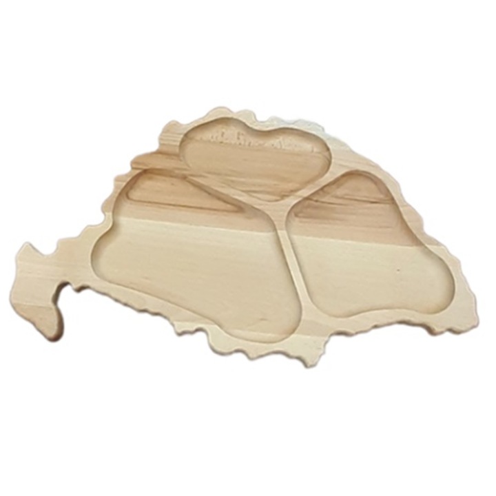 Nagy-Magyarország alakú fa kínáló tál – 3 részre osztot