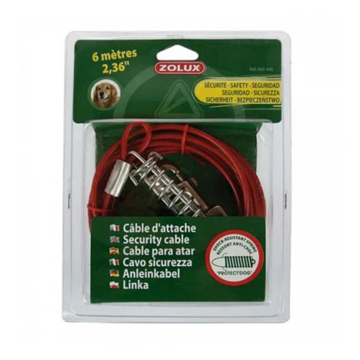 Cablu cu amortizor Zolux Muscat 6m, roșu, 800kg rezistență