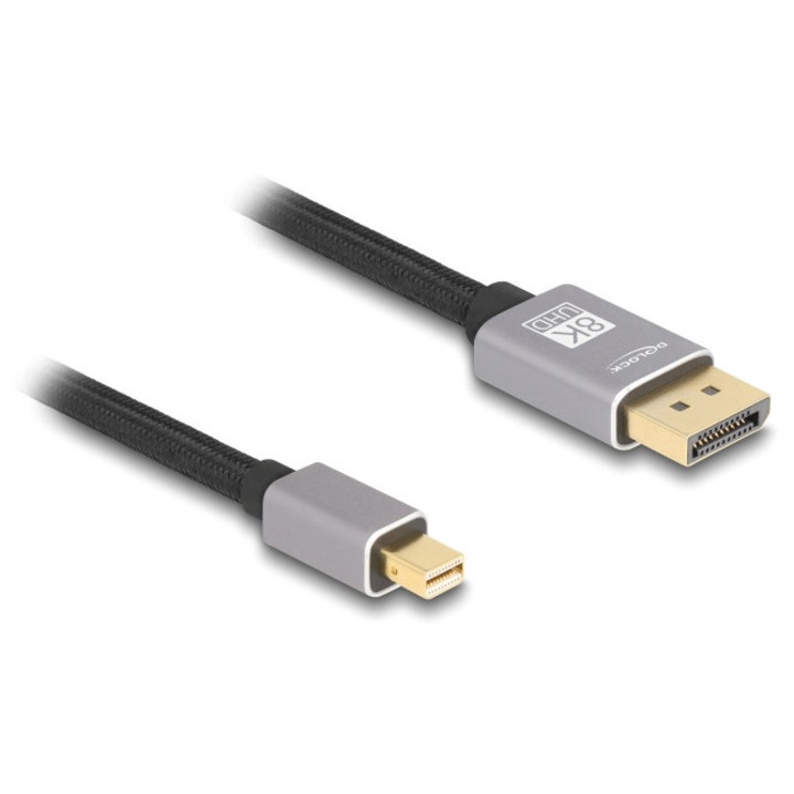 Cablul mini DisplayPort la DisplayPort DELOCK 81091, 8K/60Hz, 32.4 Gbps, 1m, negru
