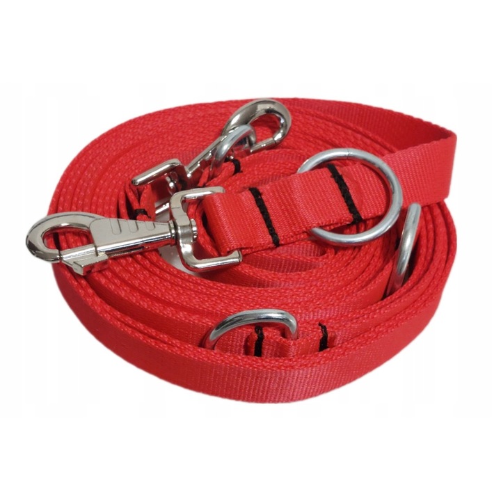 Lesa pentru caini Sunka, 5m, 2,5cm latime, rosu, pentru rase mari si medii L-XL