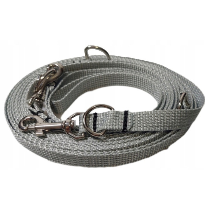 Lesa reglabila 5m 15mm pentru caini mici, Sunka, nylon, gri