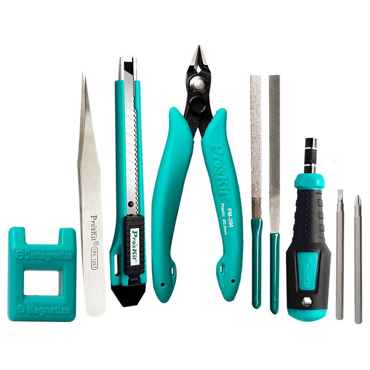 Set unelte PROSKIT PK-602, 9 piese, surubelnite, cutit, magnetizator, cutie plastic