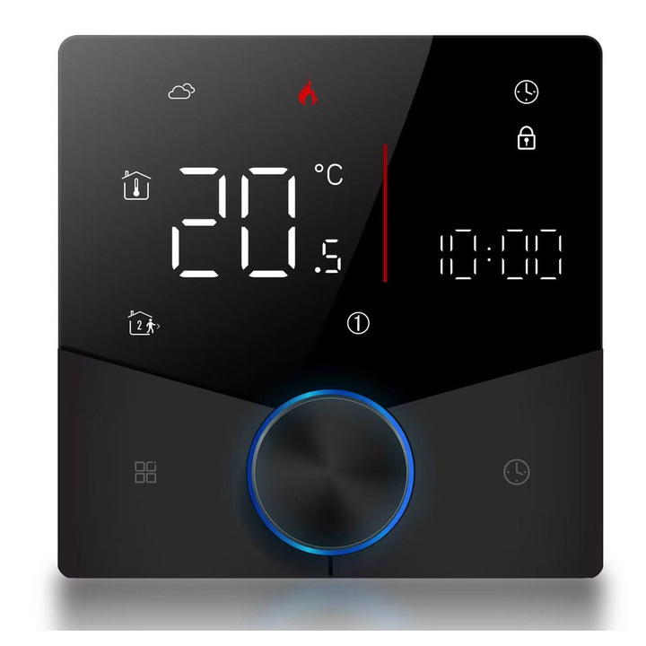 Termostat inteligent BHT-009GBLW, Wi-Fi, design compact, negru, 88x88x12.4mm