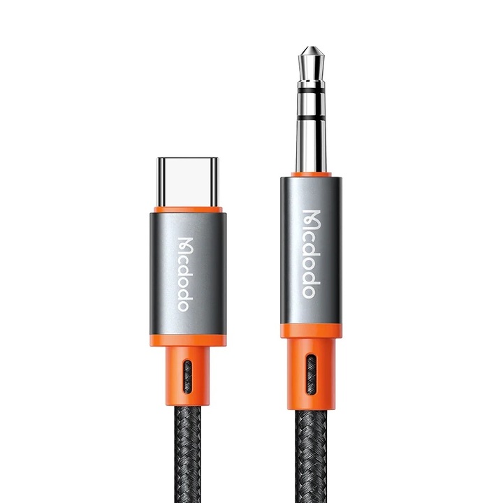 Audio kábel Type-C - Jack 3.5 mm, Integrált HiFi DAC, Fonott Nylon, 1.2 m, Mcdodo Castle Series a Prémium Akusztikai Minőségért és Tartósságért – fekete