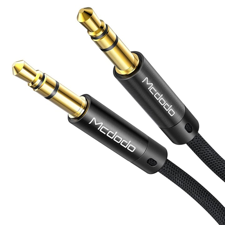Audio Jack 3.5 mm – Jack 3.5 mm kábel, Hi-Fi, fonott nylon, 1.2 m, Mcdodo a prémium akusztikus lejátszáshoz és kiterjesztett tartóssághoz – fekete