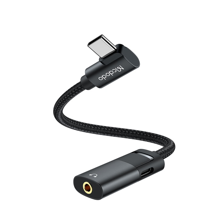 Adaptor Audio USB-C la USB-C + Jack 3.5mm, PD60W Fast Charge, Music & Call Function, Mcdodo CA-1880 – negru
