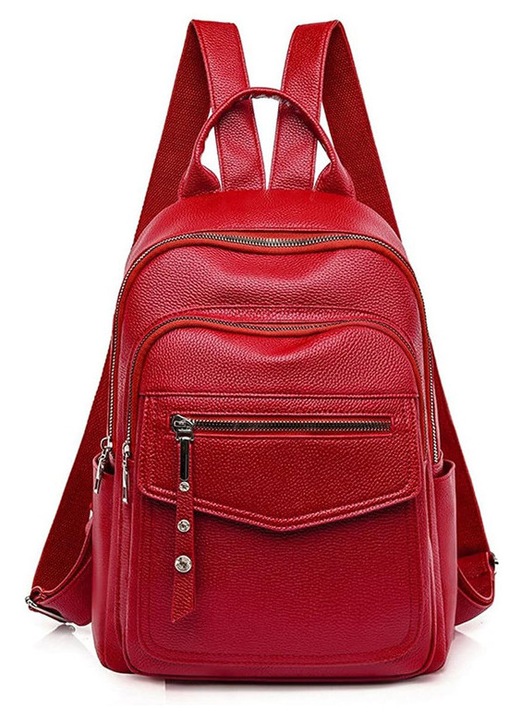 Rucsac fashion dama ROXXANI LBAG-0020, rosu, 22x11x33cm, design modern, multiple buzunare