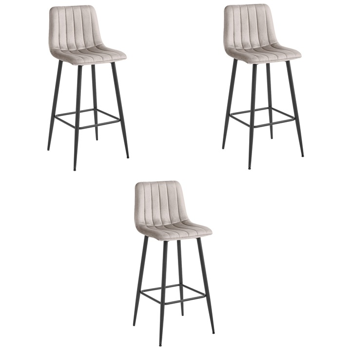 Hoker barowy POZZA, LEOBERT, модерен дизайн, цвят тъмно бежов, размери 43x49x104cm, тегло 5,5kg, макс. 110kg