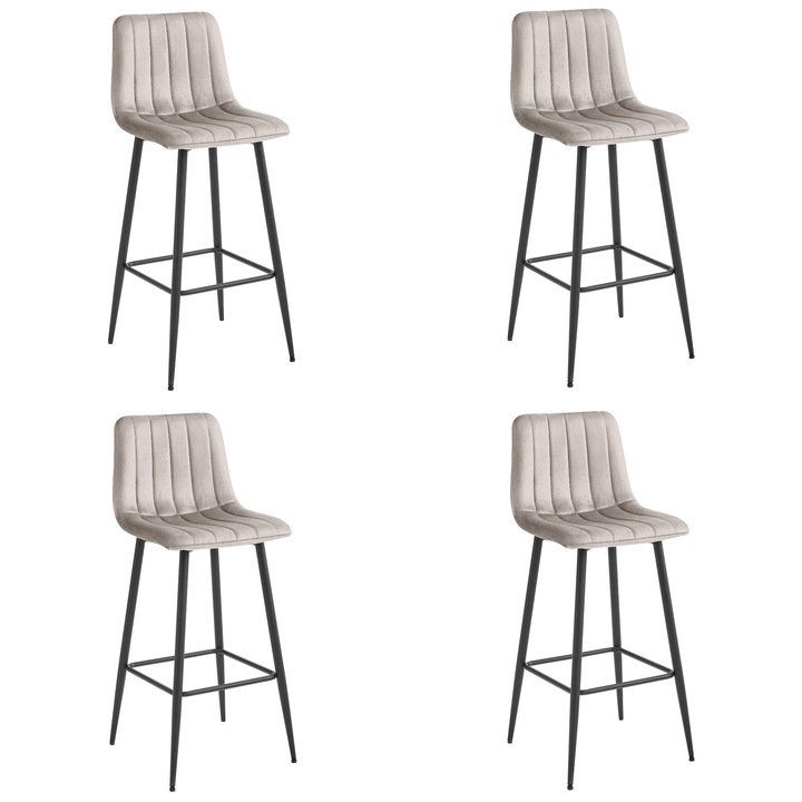 Бар стол POZZA, LEOBERT, тъмно без, 76x43x35cm, комплект от 4 броя