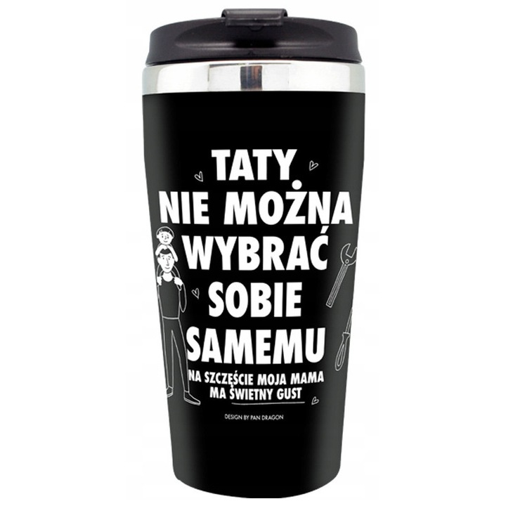 Cana termică, Pan Dragon, inox, 0.5l, design modern, inscripții originale