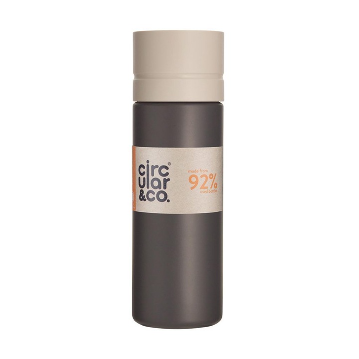 Sticlă refolosibilă Circular&Co., 600ml, gri & roz, design ergonomic