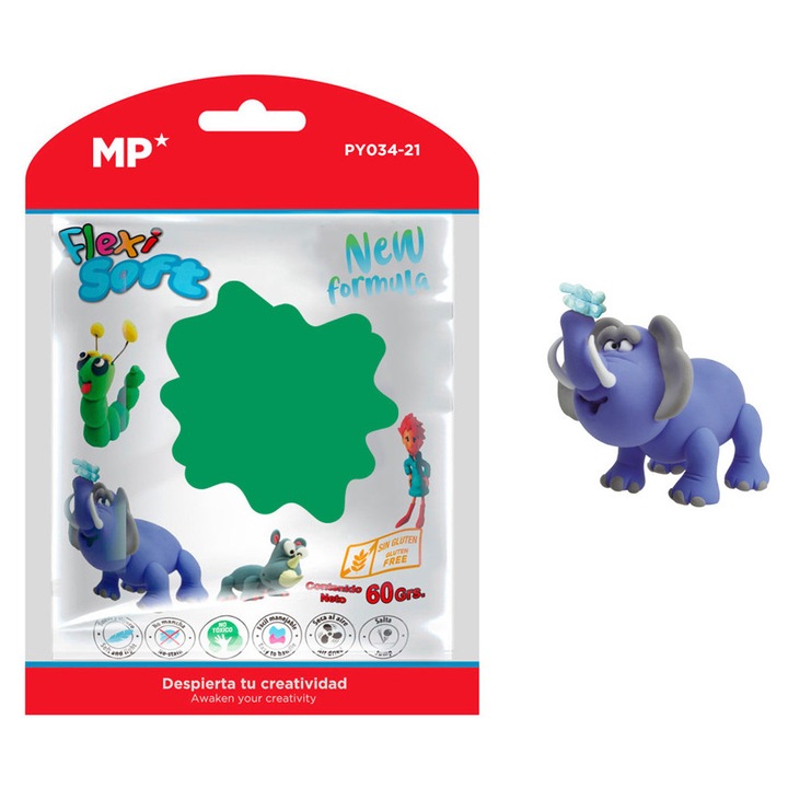 Plastilina MP PY034-21, fara gluten, 60g, verde
